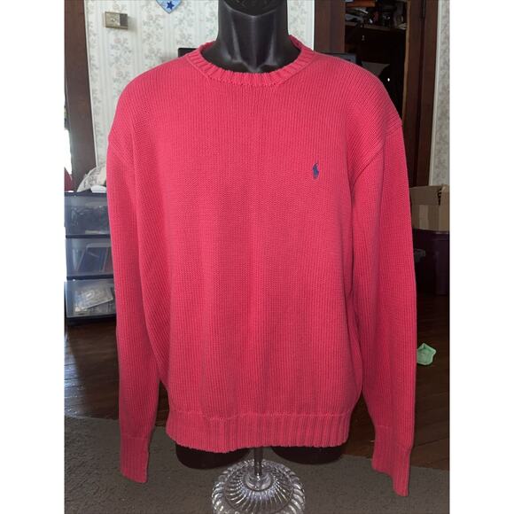 Polo By Ralph Lauren Men’s Sweater 100% Cotton Large Red - Picture 1 of 3